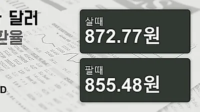 3일 캐나다 달러 살때 872.77원, 팔때 855.48원 ▼-0.21%감소