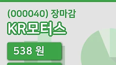 주식마감KR모터스 30일 538원 마감...