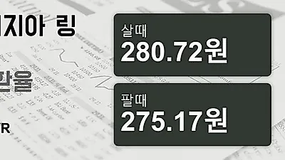 말레이시아 8일 링기트 살때 280.72원, 팔때 275.17원 ▼-0.07%감소