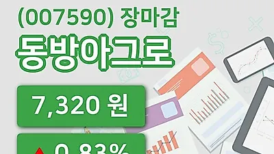 주식마감동방아그로 11일 7,320원 장 마쳐