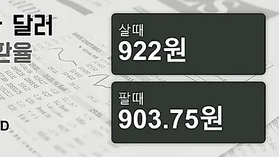 8일 캐나다 달러 살때 922원, 팔때 903.75원 ▼-0.13%감소