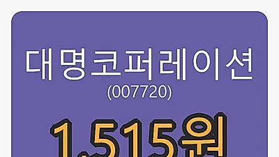 대명코퍼레이션 5일 마감가 1,515원, 전일대비 -11.66% 변동..