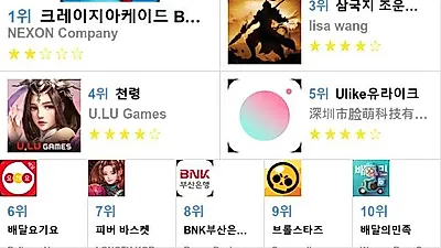 [3월 25일 앱순위]애플 앱스토어, 플레이스토어 순위