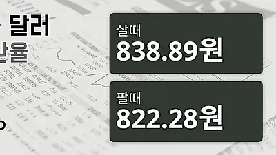 26일 싱가폴 달러 살때 838.89원, 팔때 822.28원 ▼-0.34%감소