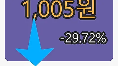 5일 아이씨케이마감가 1,005원, 전일비 -29.72퍼센트 변동..
