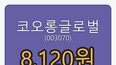 코오롱글로벌 29일 마감가 8,120원, 전일대비 0.25% 변동..