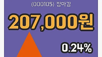 국내주식마감유한양행우 15일 207,000원 장종료...