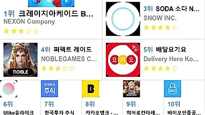 [4월 전체 앱 차트]플레이스토어 및 앱스토어 순위