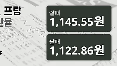 24일 스위스프랑 살때 1,145.55원, 팔때 1,122.86원 ▲0.06%상승
