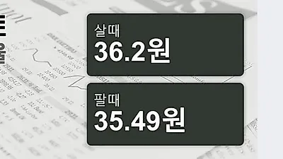18일 태국 바트 살때 36.2원, 팔때 35.49원 ▲0.53%상승