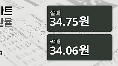 2일 태국 바트 살때 34.75원, 팔때 34.06원 ▲0.23%상승