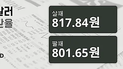 6일 호주 달러 살때 817.84원, 팔때 801.65원 ▼-0.03%감소