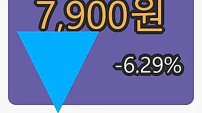 6일 지티지웰니스마감가 7,900원 전일비 -6.29% 변동..