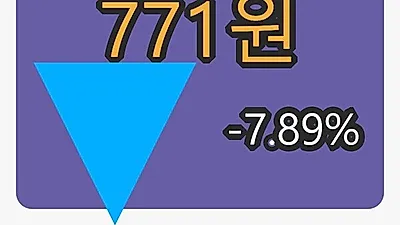 마니커마감가 771원, 전일대비 -7.89프로 변동..
