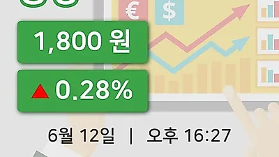 국내주식마감동양 12일 1,800원 장종료...