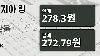 말레이시아 26일 링기트 살때 278.3원, 팔때 272.79원 ▼-0.17%감소