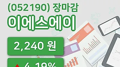 국내주식마감이에스에이 26일 2,240원 장 마쳐그래프종합통계