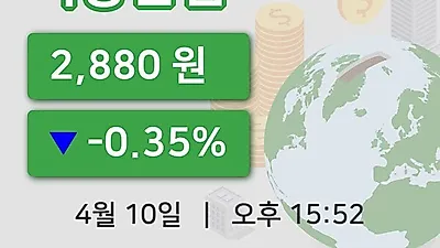 국내주식마감백광산업 10일 2,880원 장종료