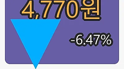 신송홀딩스마감가 4,770원 전일대비 -6.47프로 변동..