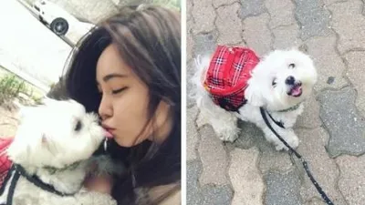 강예빈, 반려견과 사랑스러운 일상 "뽀뽀"