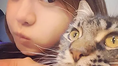 서유리, 반려묘와 눈 동그랗게 뜨고 '닮은 꼴'인증