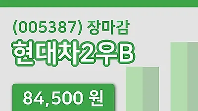 주식마감현대차2우B 19일 84,500원 장종료그래프통계 및 분석