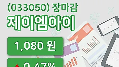 주식마감제이엠아이 5일 1,080원 마감