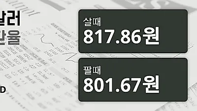 29일 호주 달러 살때 817.86원, 팔때 801.67원 ▲0.45%상승