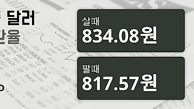 14일 싱가폴 달러 살때 834.08원, 팔때 817.57원 ▼-0.18%감소