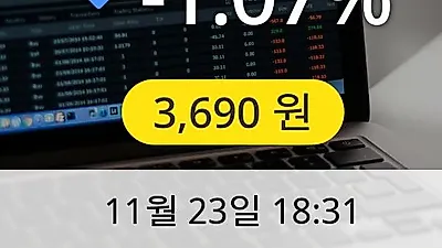 모나리자 23일 3,690원 마감보고
