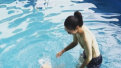 이영진, 반려견과 신나는 물놀이 "으이그 살겠다고"
