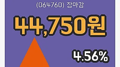 국내주식마감티씨케이 15일 44,750원 장 마쳐...