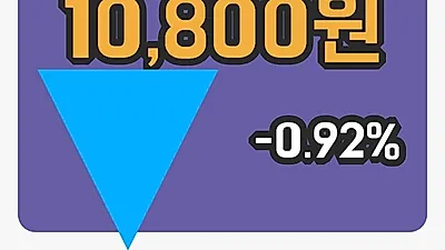 국내주식마감사조해표 24일 10,800원 장종료