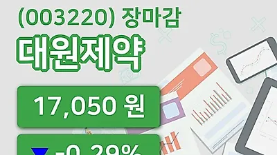 주식마감대원제약 17일 17,050원 장 마쳐그래프정리