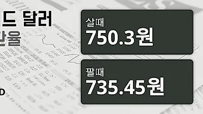 30일 뉴질랜드 달러 살때 750.3원, 팔때 735.45원 ▼-0.17%감소