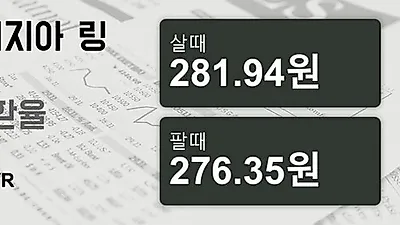 말레이시아 28일 링기트 살때 281.94원, 팔때 276.35원 ▼-0.04%감소