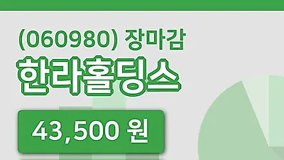 국내주식마감한라홀딩스 9일 43,500원 마감그래프종합복습