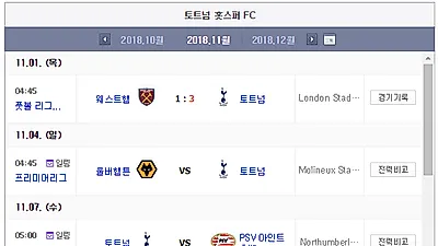 토트넘VS웨스트햄 손흥민 2골 득점, 11월 '토트넘 경기일정'은? 카라바오컵 토트넘 8강 상대는 아스널