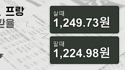 21일 스위스프랑 살때 1,249.73원, 팔때 1,224.98원 ▲0.31%상승