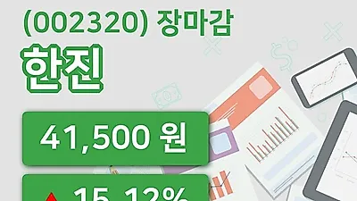국내주식마감한진 8일 41,500원 마감...
