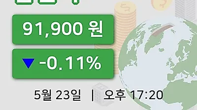 주식마감삼천리 23일 91,900원 마감