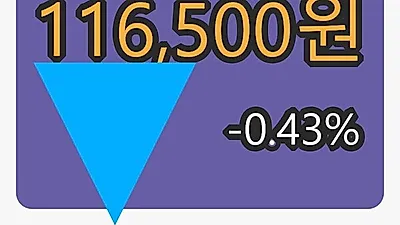 대한유화 2일 마감가 116,500원, 전일대비 -0.43퍼센트등락..