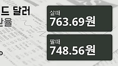 7일 뉴질랜드 달러 살때 763.69원, 팔때 748.56원 ▼-1.62%감소