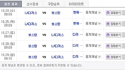 [2018 MLB 포스트시즌] 류현진 등판일정은? '중계시간+중계채널' LA다저스 월드시리즈 7차전 경기 일정까지