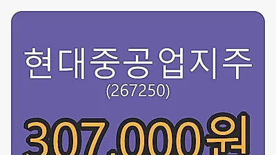 현대중공업지주 6일 마감가 307,000원, -1.60% 변동..