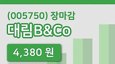 주식마감대림B&Co 31일 4,380원 장종료...
