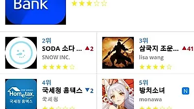 [1월 25일 어플순위]플레이스토어 및 앱스토어 순위