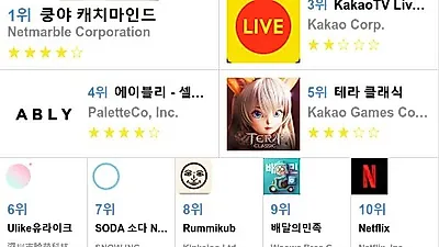 [8월 18일 어플순위]애플, 구글 플레이스토어 어플순위