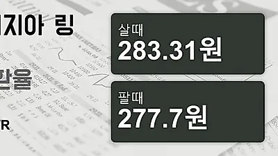말레이시아 28일 링기트 살때 283.31원, 팔때 277.7원 ▲0.25%상승