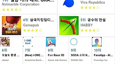 [6월 전체 앱 차트]플레이스토어 및 앱스토어 순위